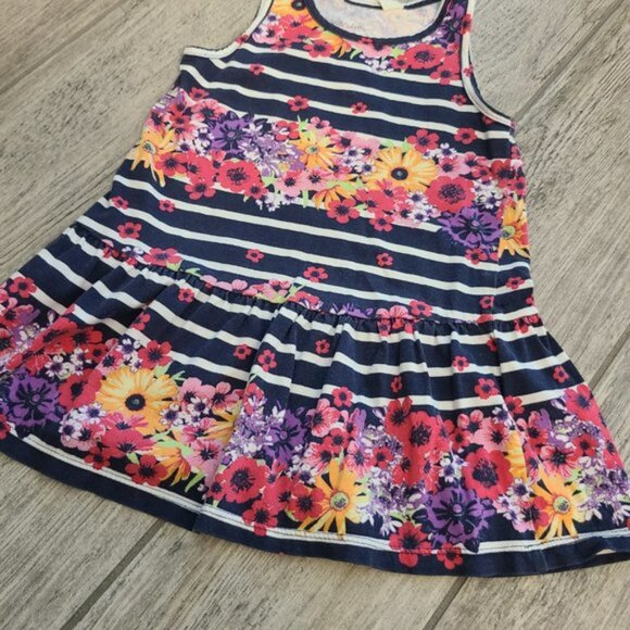 🏷 3/$15 or 5/$20 H&M baby girl sleeveless dress blue floral size 1.5 - 2 years - Picture 3 of 6